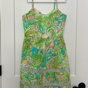 Lilly Pulitzer Green and Blue Spaghetti Strap Sundress